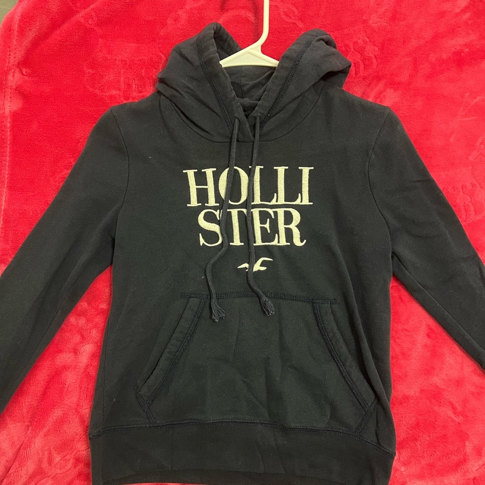 Hollister Charcoal Hoodie with Cream Logo